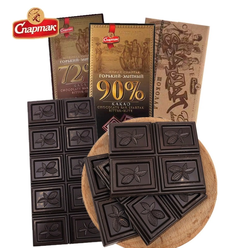 斯巴达克白俄罗斯黑巧原装进口好吃的纯可可液块黑巧克力新年*2块