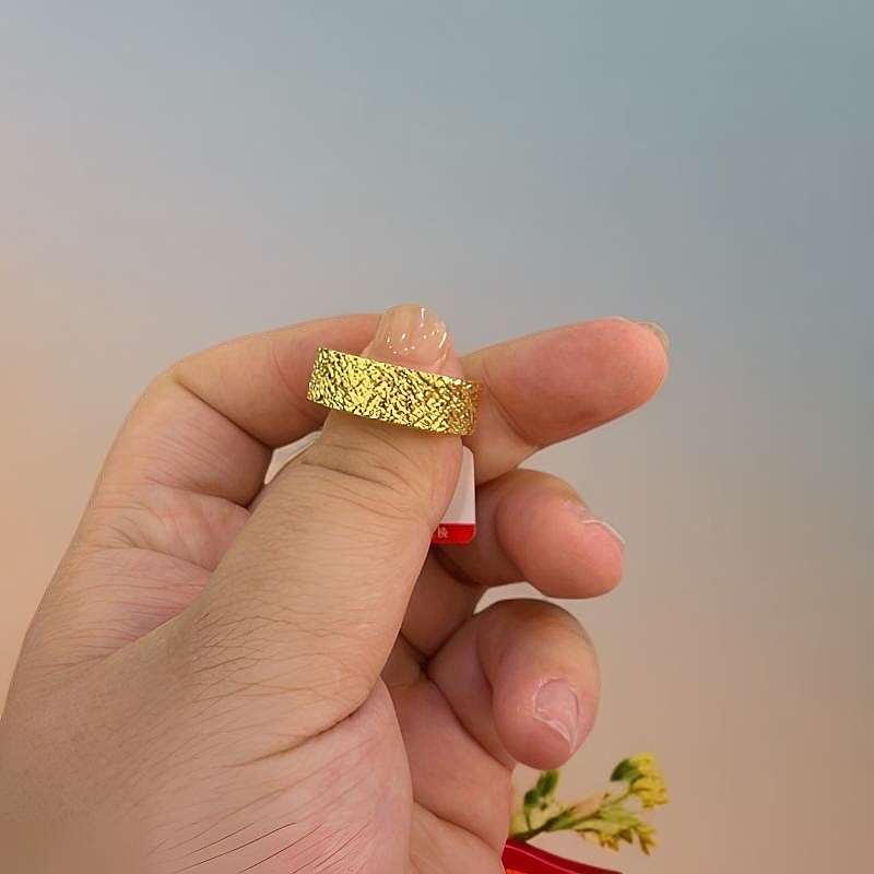 足银戒指 纸醉金迷戒指银手工时尚百搭古法磨砂指环可调节简约