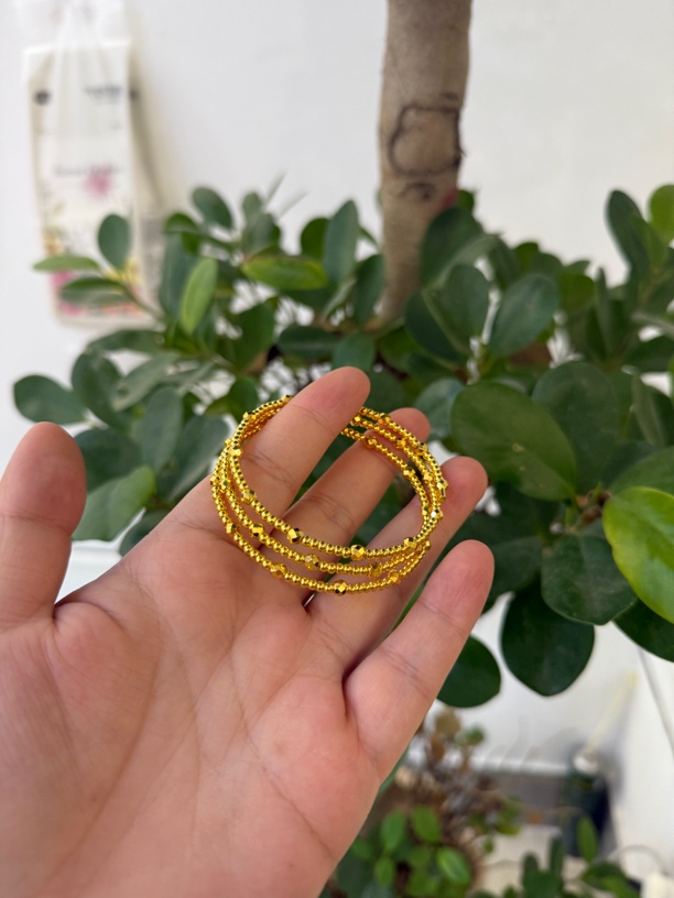 足银手镯 三圈开口蹦迪珠弹力手链镯子女款气质时尚潮流圈圈