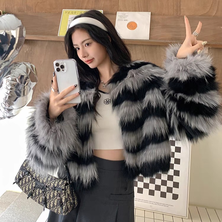 真貉子毛海宁冰雪黑玫瑰车条款网红年轻款保暖时尚显瘦秋冬短外套