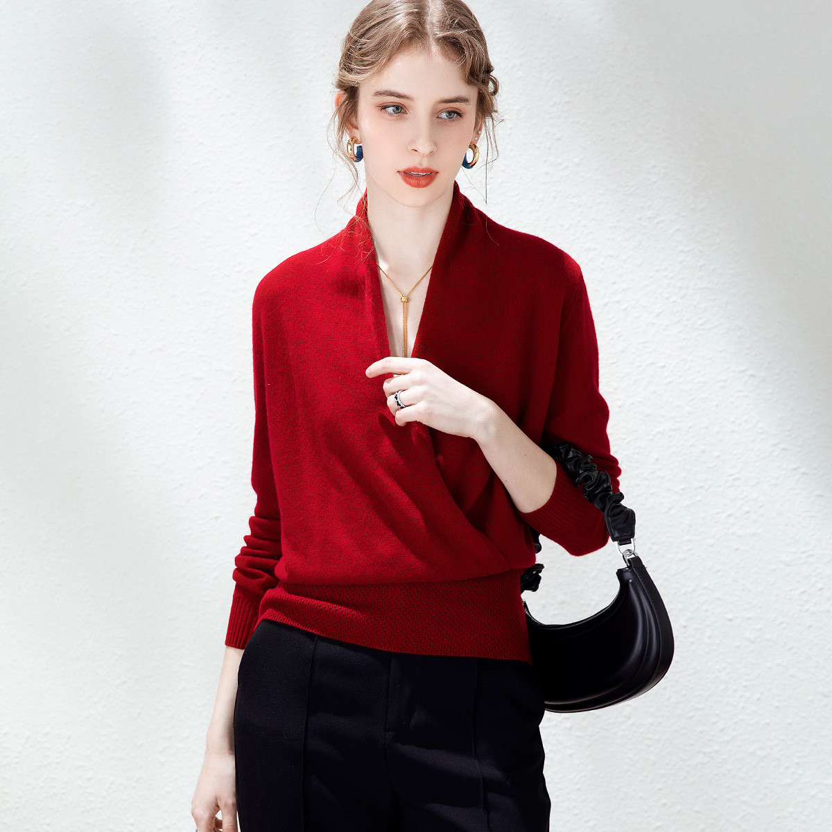 【服饰专场】兔皇纯羊毛领气质白搭经典优雅女式羊毛衫TW305875