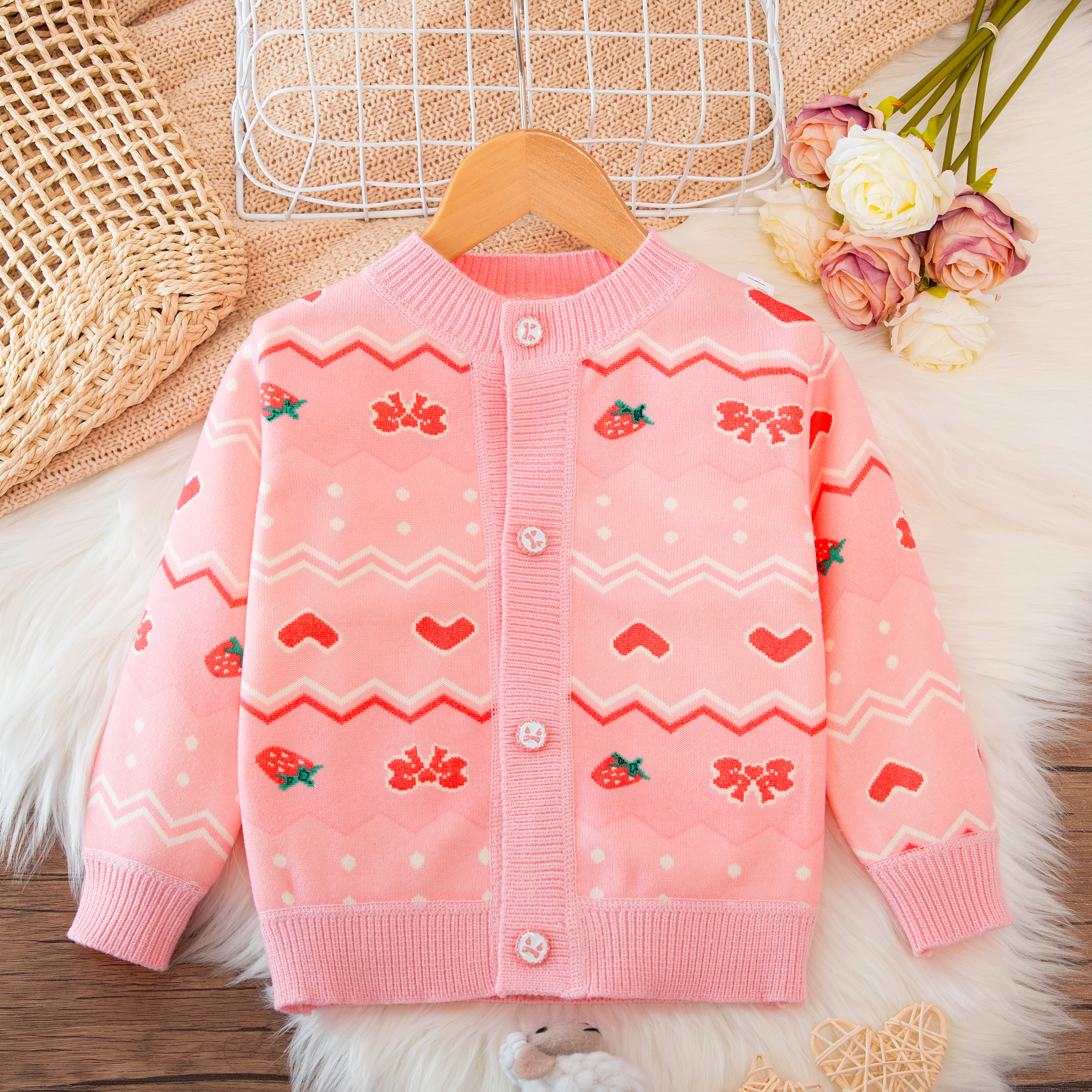 加绒秋冬新款女童毛衣针织开衫洋气宝宝外套儿童衣服时尚时髦上衣