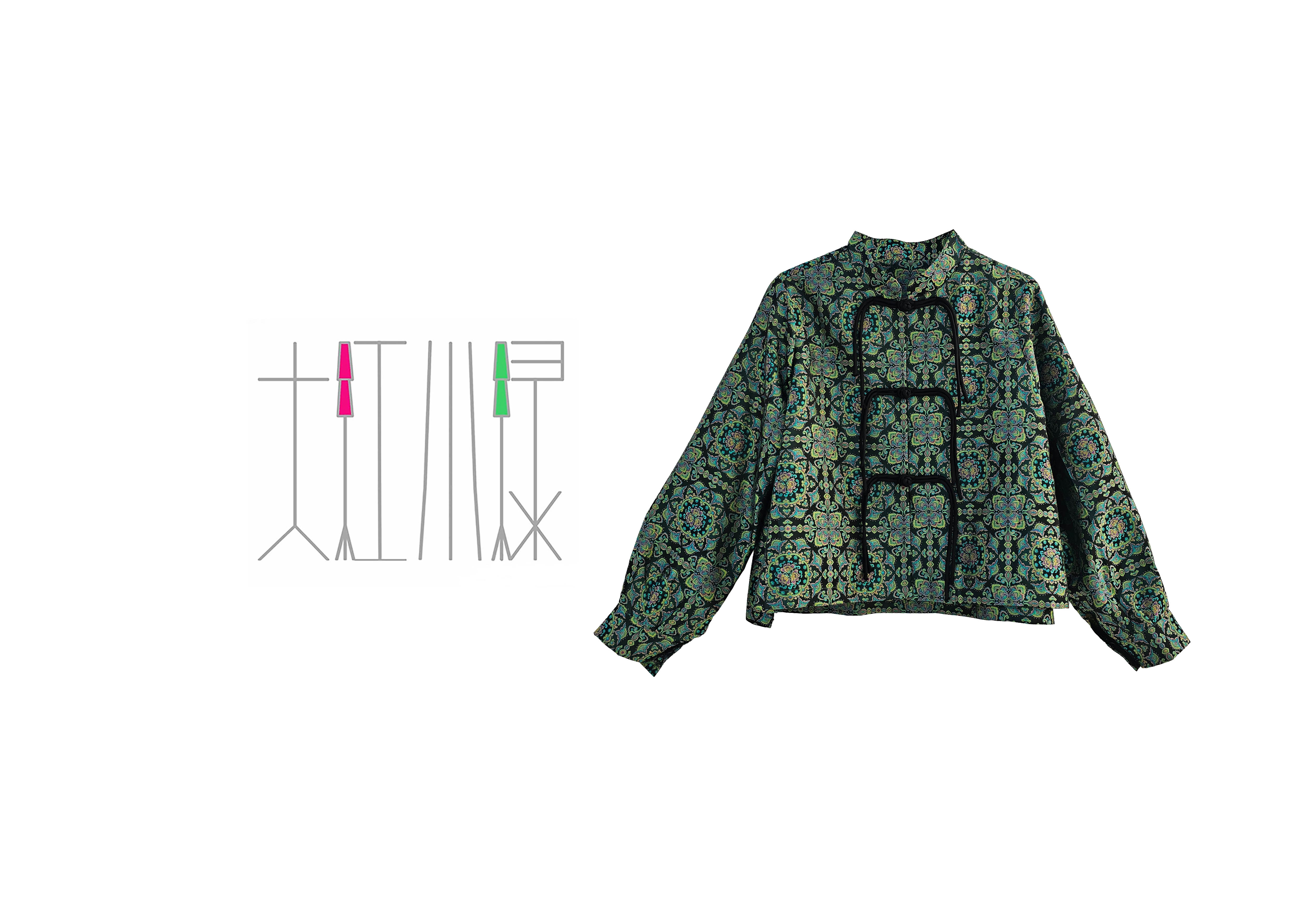 红shop早春【青玉案】原创设计师短款新中式女士高级显瘦提花上衣