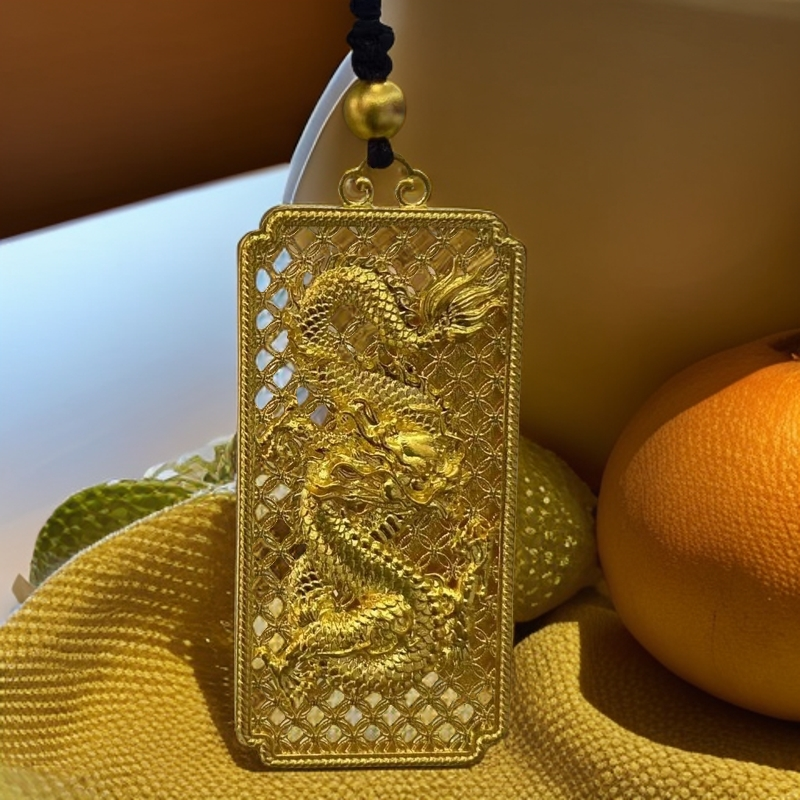 Chow Tai Seng/周大生足金古法龙凤呈祥平安龙牌