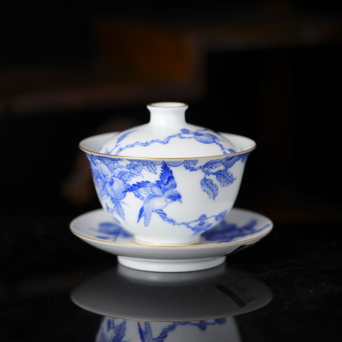 自慢堂--中盖碗青花喜上眉梢