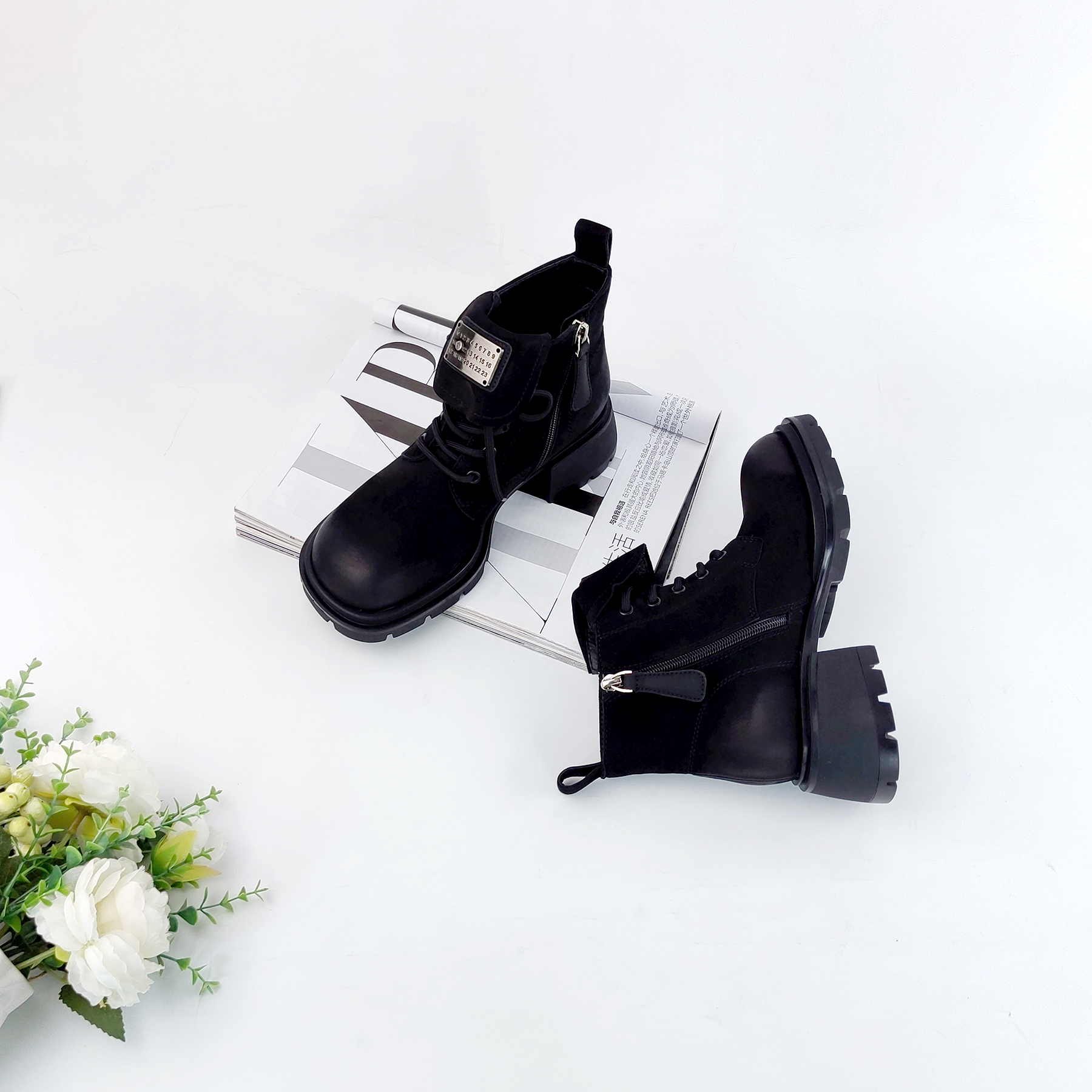 火爆秋季新英伦风单靴百搭内增高短靴厚底秋款靴子-38746982