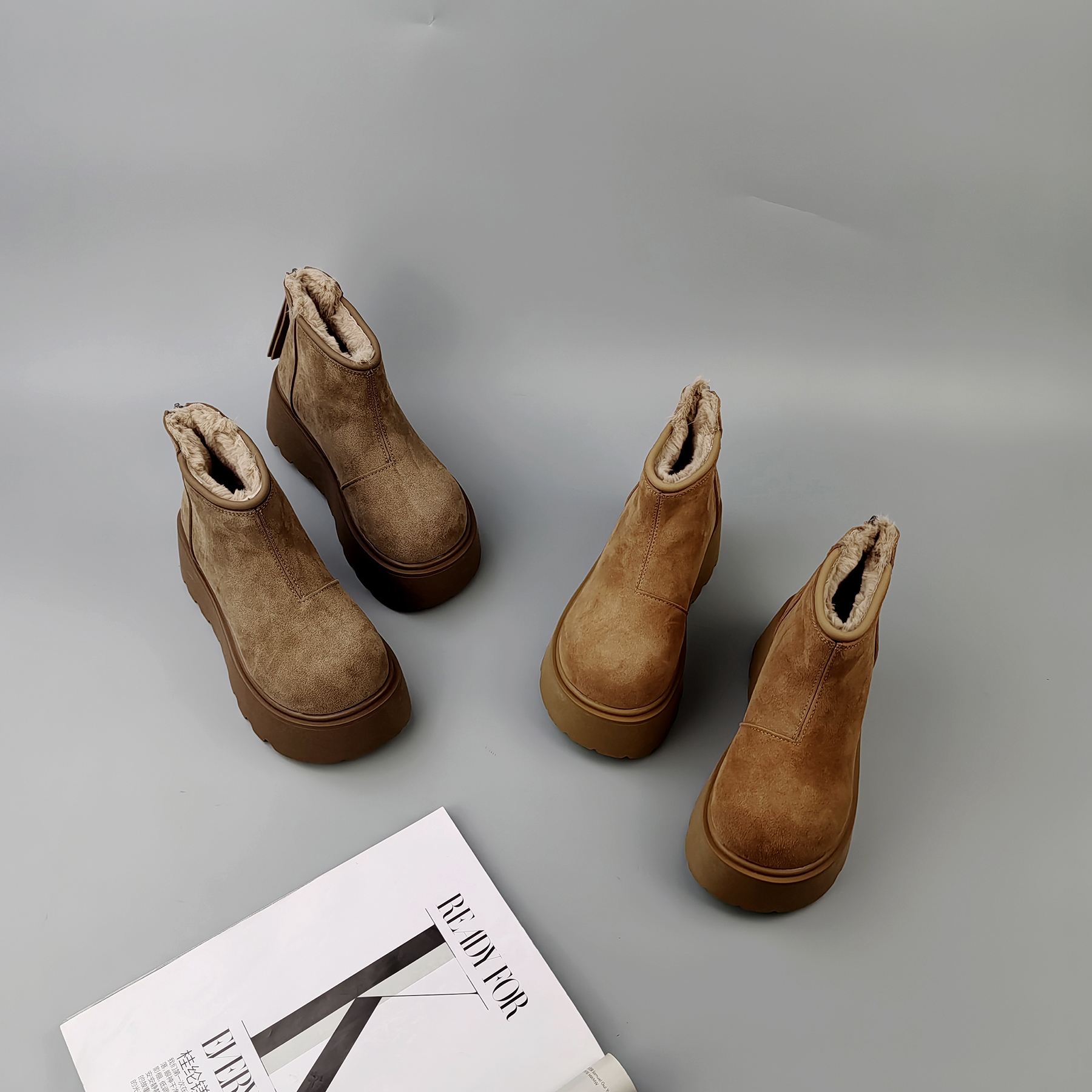 2024年秋冬新款舒适加绒时尚女短靴子加厚雪地靴女靴-B09