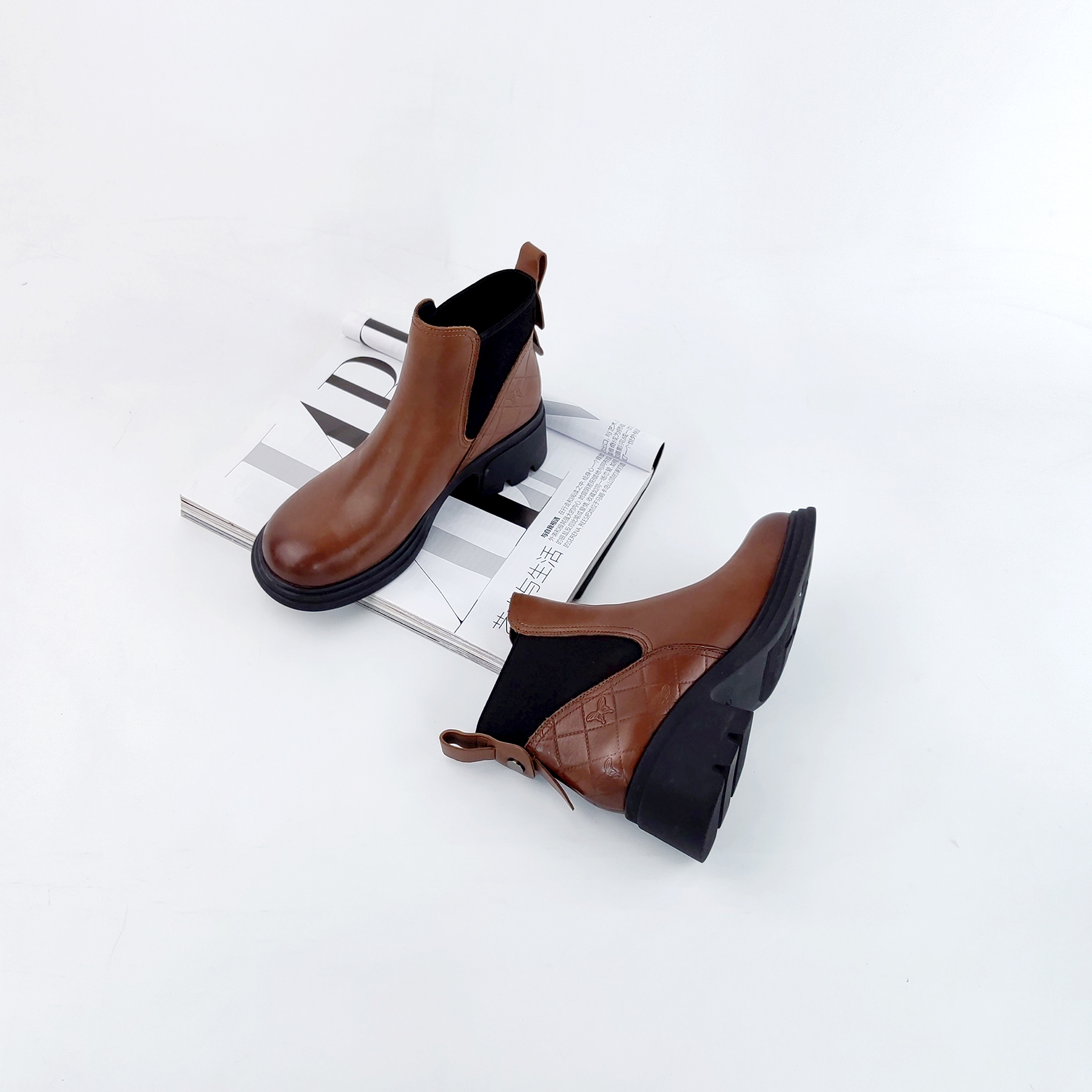 2024年秋季新英伦风单靴百搭内增高短靴一脚蹬秋款靴子-38902371