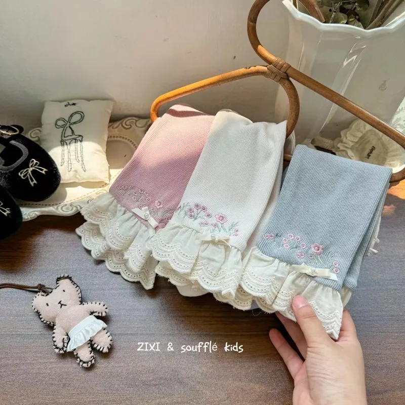 女童打底裤2024秋装新款儿童秋季甜美可爱宝宝春秋洋气百搭裤子