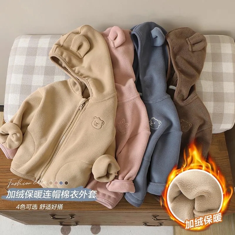 婴儿奥粒绒连帽外套冬装秋冬男童棉服女童宝宝儿童保暖上衣