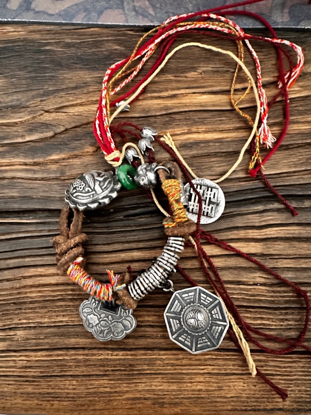 925银手链 手链 民族风手工编织复古藏式彩色棉线古风小众