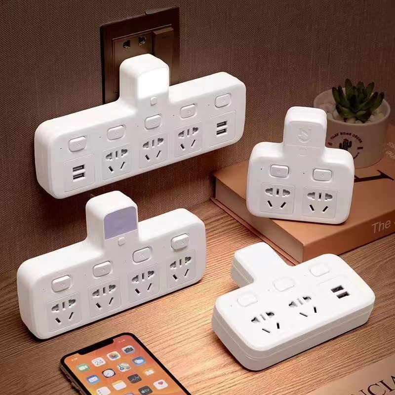 小金羊USB多功能转换器一转多插座分控开关排插办公家用夜灯纯铜