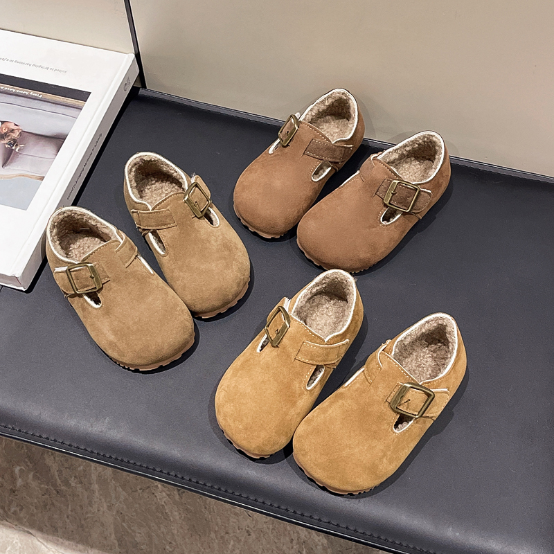 女童鞋子2025冬季新款儿童加绒勃肯鞋宝宝软底加厚鞋男童保暖棉鞋