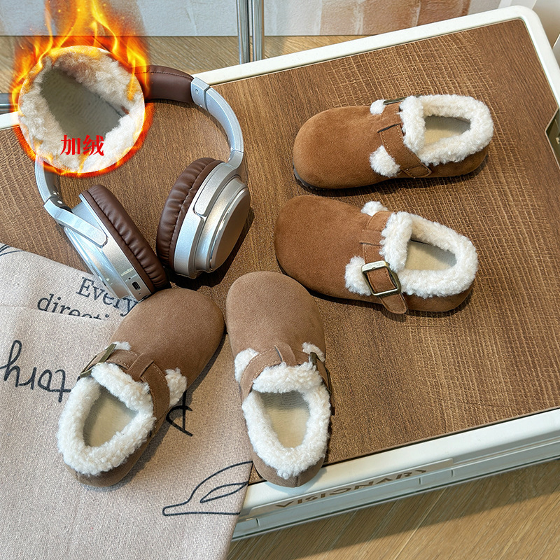 儿童鞋子2024冬季新款女童加绒保暖毛毛鞋宝宝软底中小童加厚棉鞋