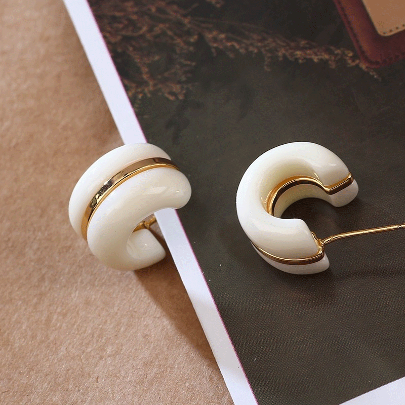 铜合金耳饰 1773-精致简约百搭耳环小众欧美优雅素款法式