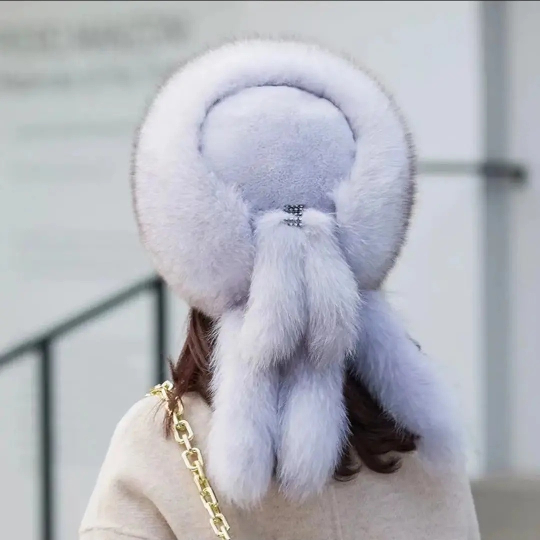 2023款女式狐狸毛五尾大流苏帽，蒙古帽，香妃帽