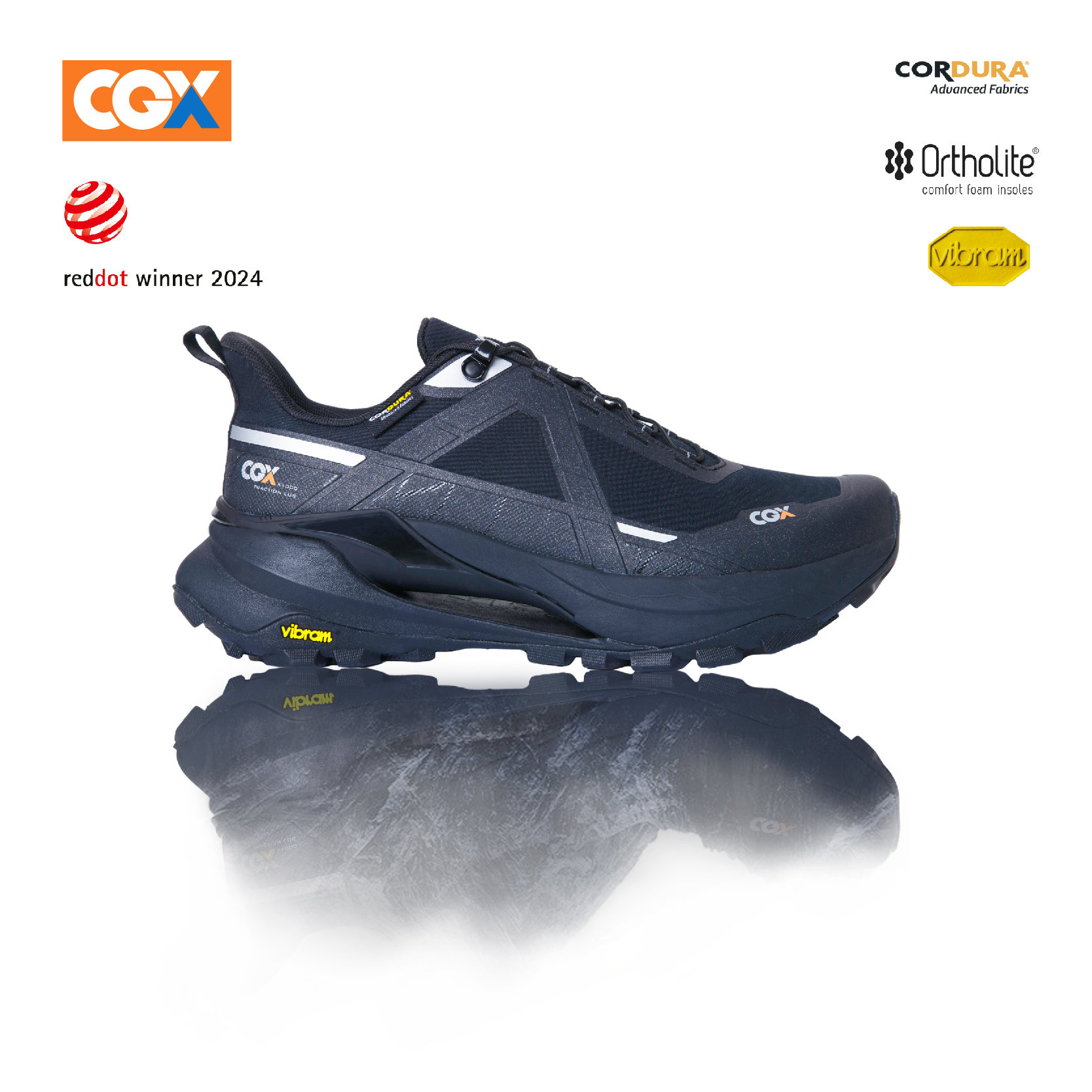 CGX男户外运动登山鞋防水防滑轻量化全地形V底徒步鞋越野黑 X1010