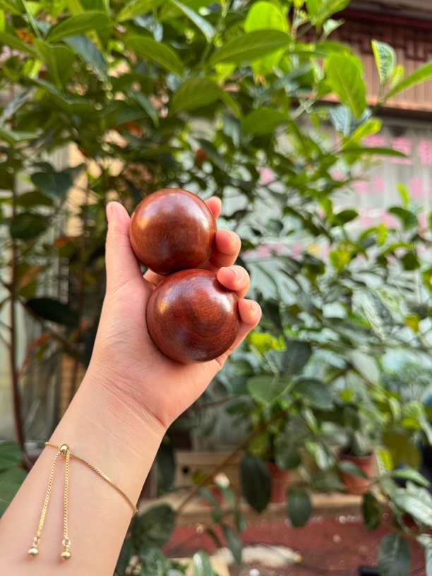 缅花国标手工创意红木手球1对5公分把玩手球实心木制摆件可爱家用