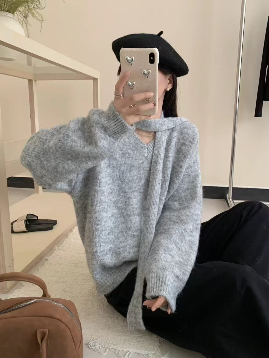 气质款毛衣挂脖随意调节