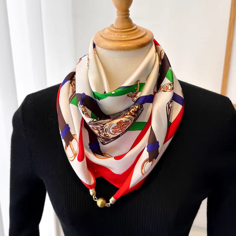 2025新款保暖方巾磁吸扣三角丝巾棉围巾女春春夏洋气围脖气质百搭