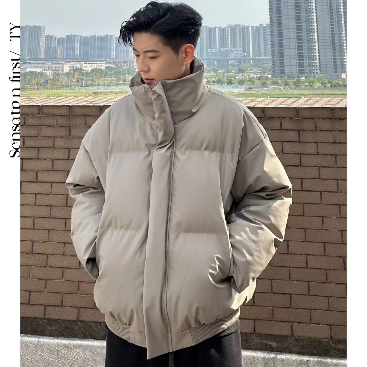 田野L  哑光立领慵懒韩系短款加厚棉服