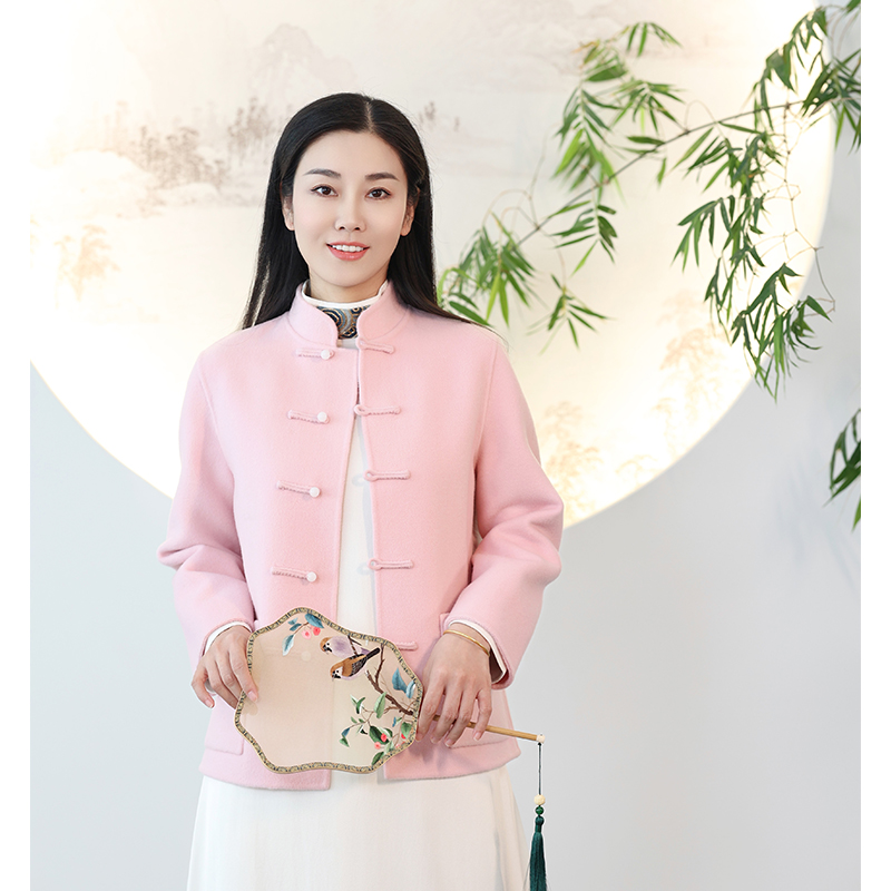 云谧【晚吟】简约羊绒短款上衣中式服装中国风