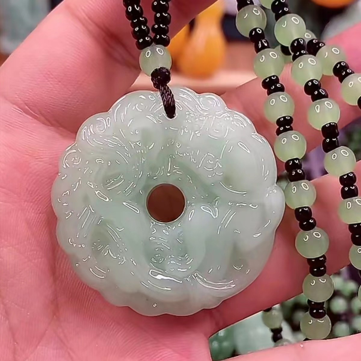 PL8.浅绿平安扣情侣款百搭