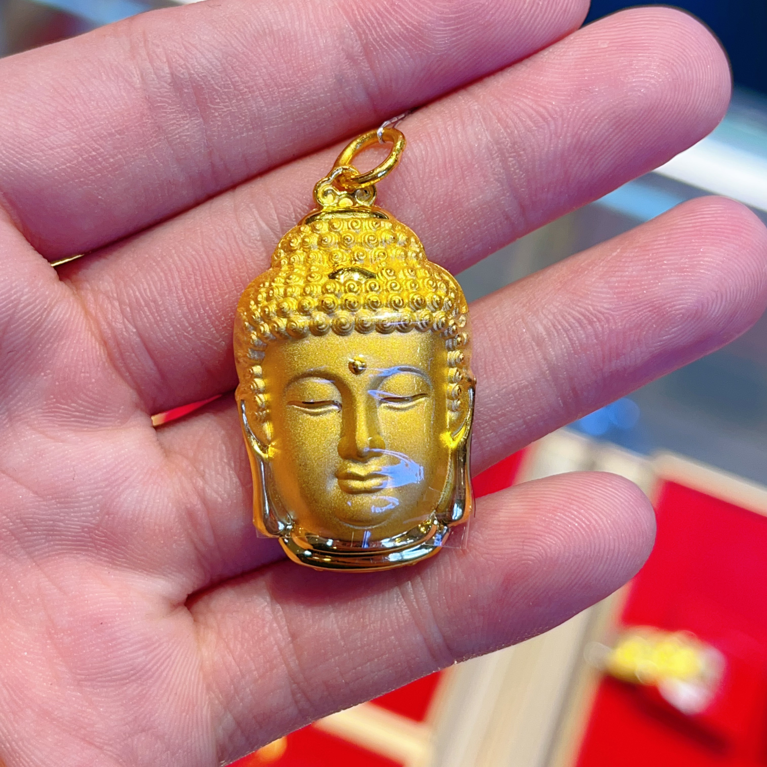 足金999佛头吊坠 黄金精工版佛头