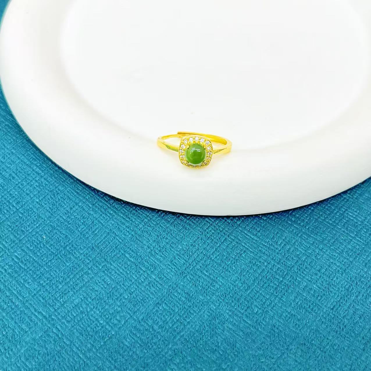 【杰哥专属】天然和田玉碧玉方糖戒指（标配证书）S21