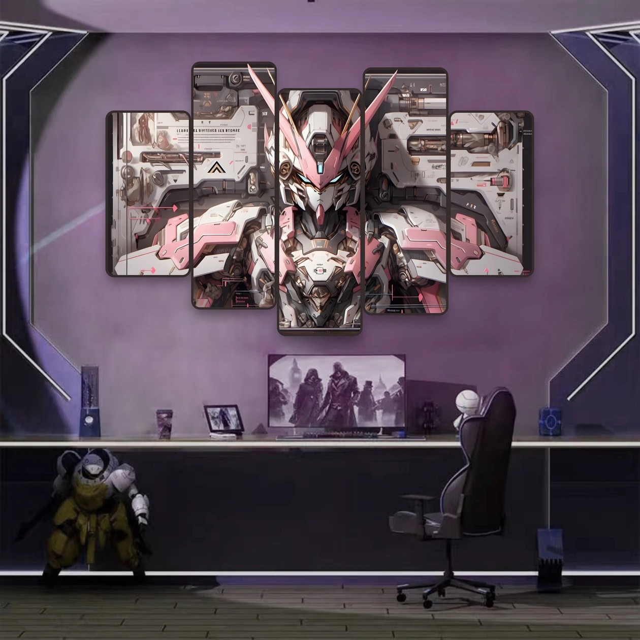 《PVC粉高达五连B》1动漫高达动漫装饰画卡通壁画20*40*2/20*60*3