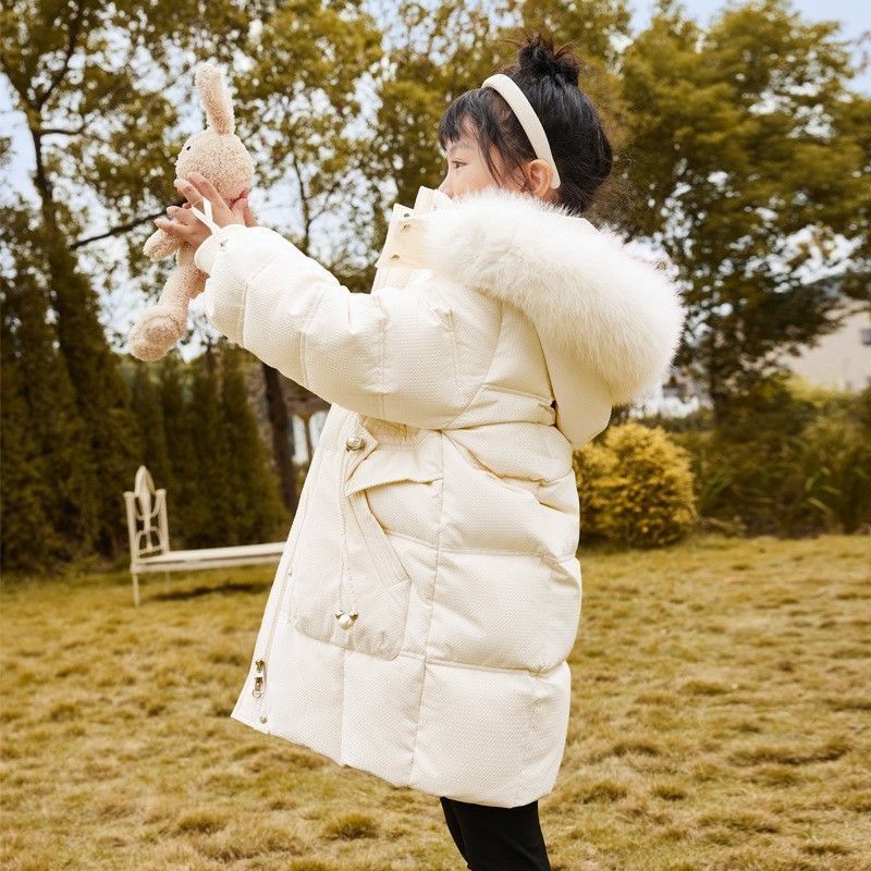 加厚女童羽绒服中长款2023新款洋气保暖冬季小女孩加厚冬