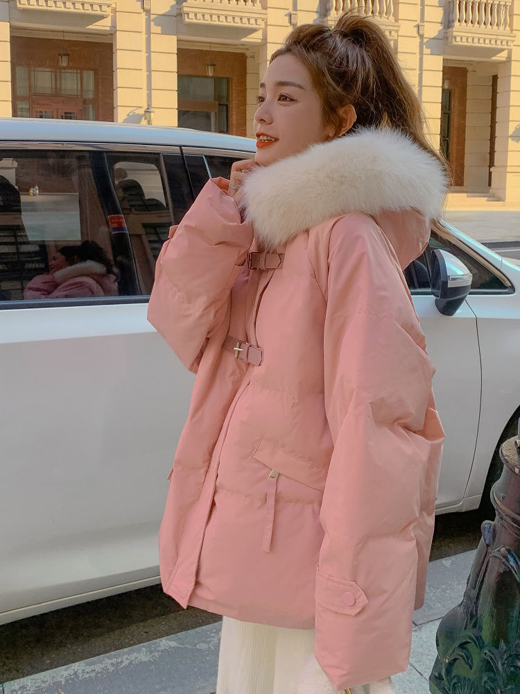 大毛领粉色羽绒羽绒服羽绒服女冬季外套加厚今年流行爆款
