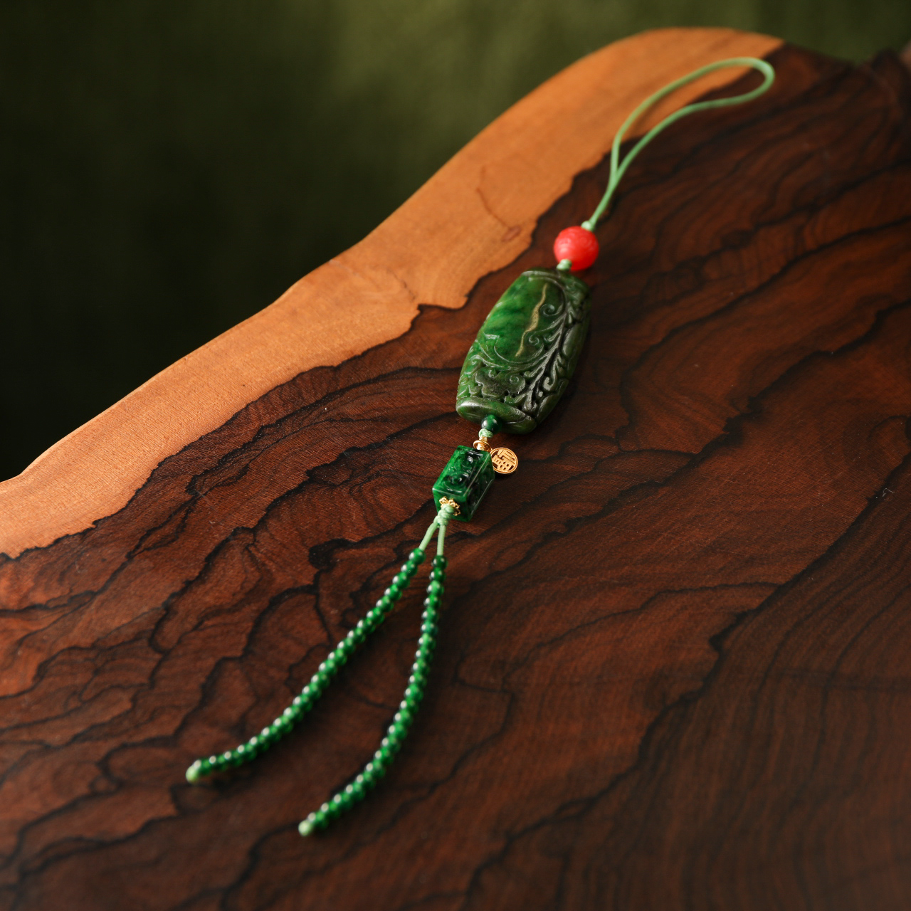 【意婵】精品天然翡翠精雕挂件压襟18k金-901437