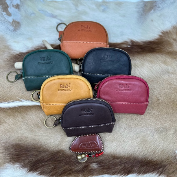 头层植鞣牛皮零钱包卡包钥匙包口红包饰软皮小包