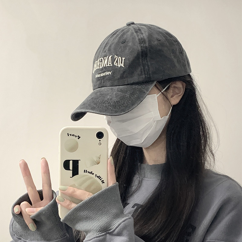 街头简约运动软顶复古韩版春夏学生百搭做旧美式纯色棒球帽