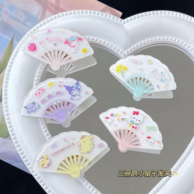 三丽鸥小扇子发夹ins可爱甜美少女心玉桂狗卡通趣味刘海边夹发饰