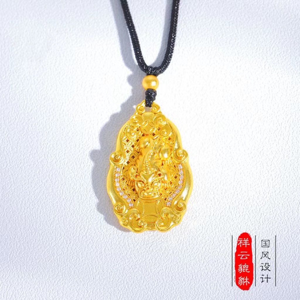 合金锦纶吊坠 新款手工气质招财貔貅项链幸运吊坠挂坠轻奢时尚