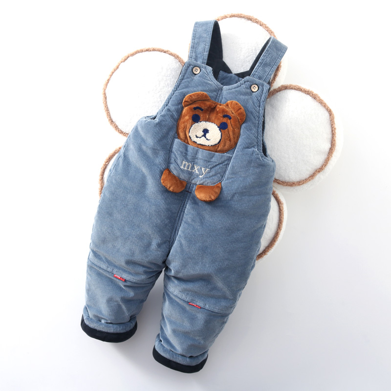 宝宝冬季背带裤一条过冬加厚保暖0-4岁男女童背带棉裤可开档