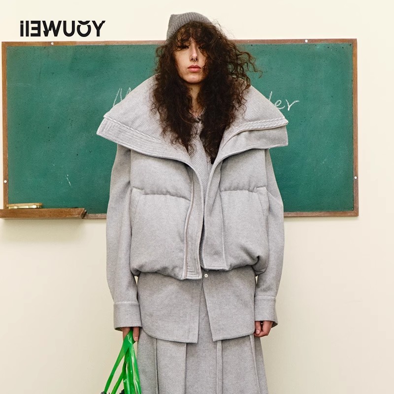 有尾YOUWEI粗磅螺纹Y3623401号老风冬季马甲短款保暖灰色【有尾】