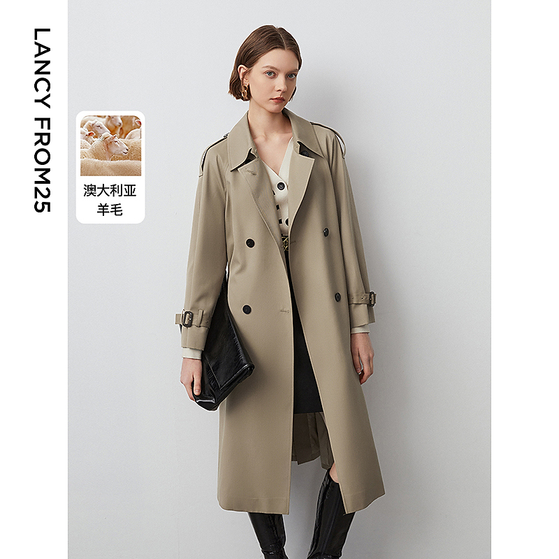 【Basic衣橱】朗姿时尚复古中长款风衣外套法式设计感秋季女新款