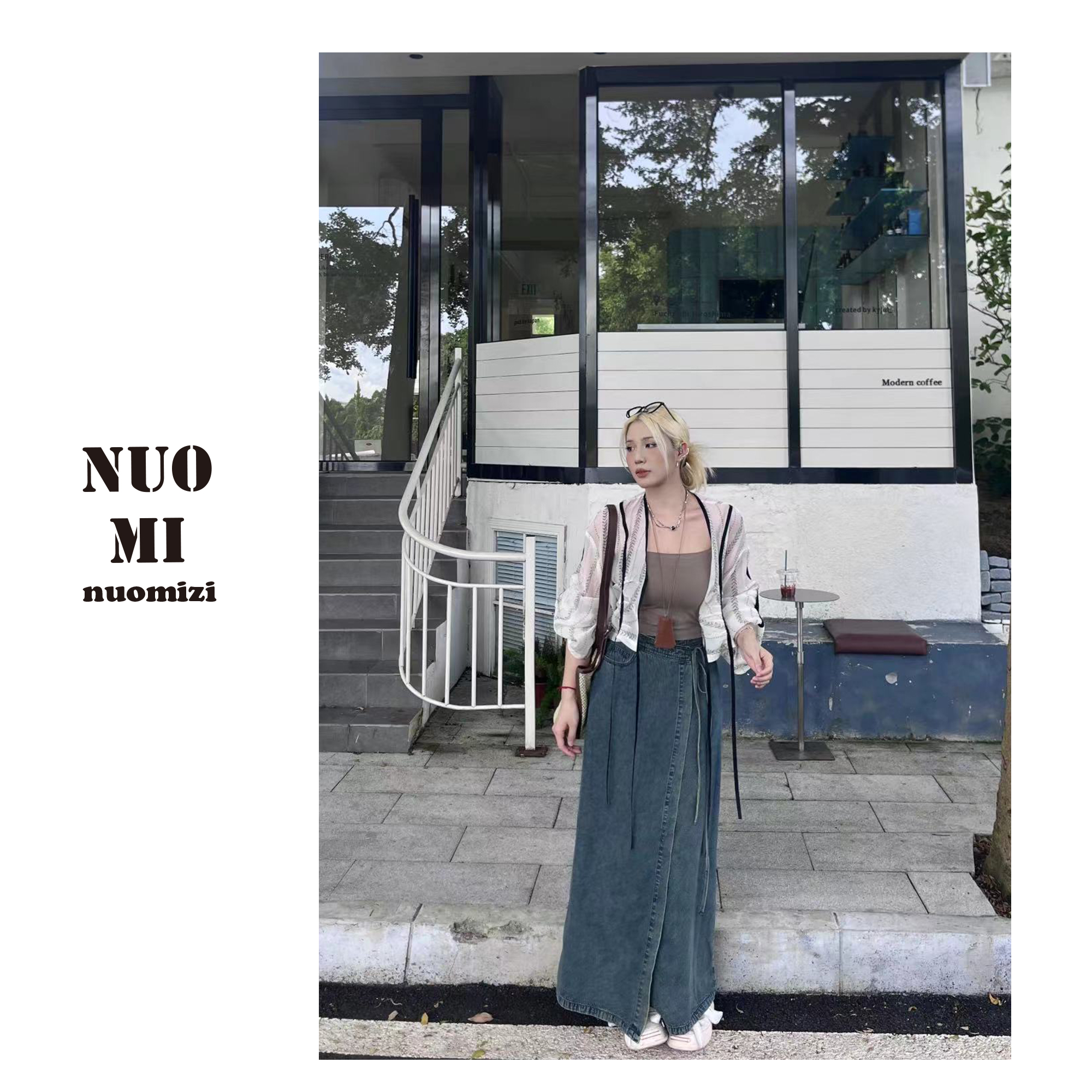 ZOZ糯米子【一片式牛仔】 美式复古一片式设计感牛仔显瘦半身裙