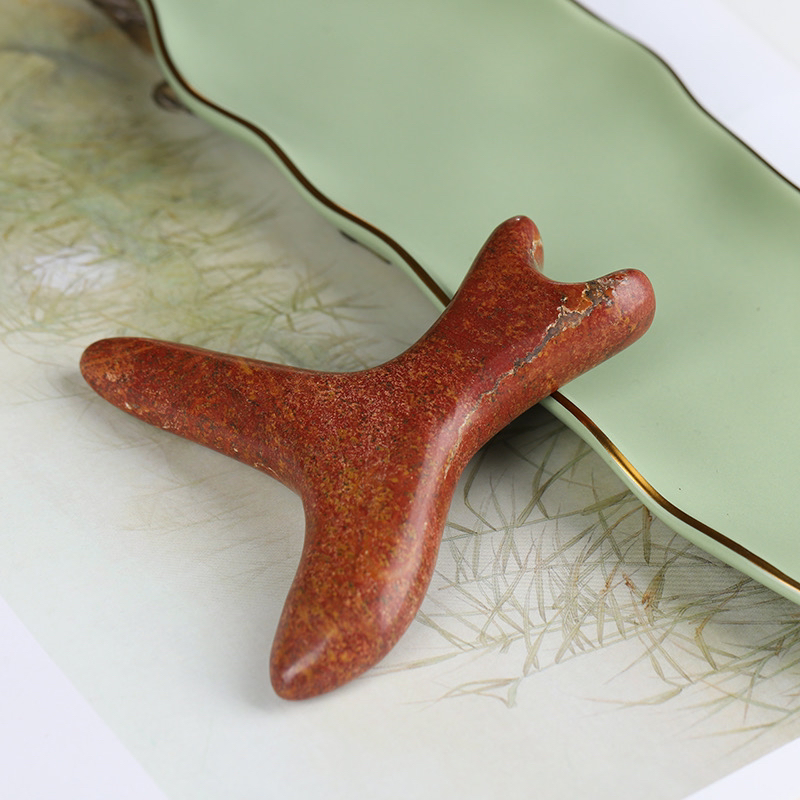 红砭石虎口锥三角雀按摩器足疗棒经络点穴位的工具脚底按摩棒锥