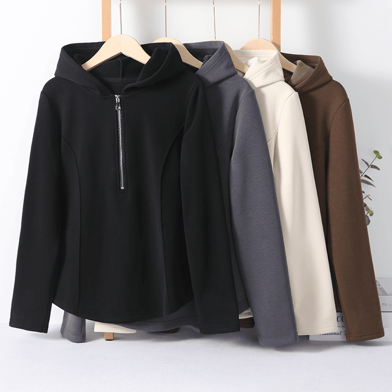 02061 女式秋冬高端有筋骨感时髦休闲气质减龄加绒连帽卫衣