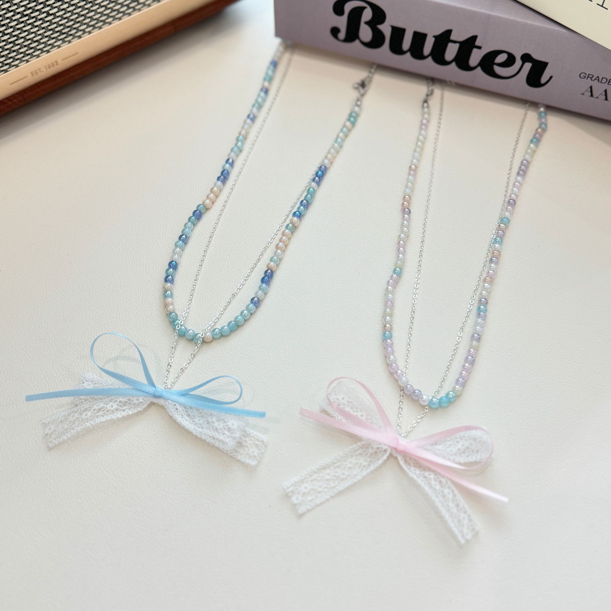 韩系蝴蝶结格子发绳