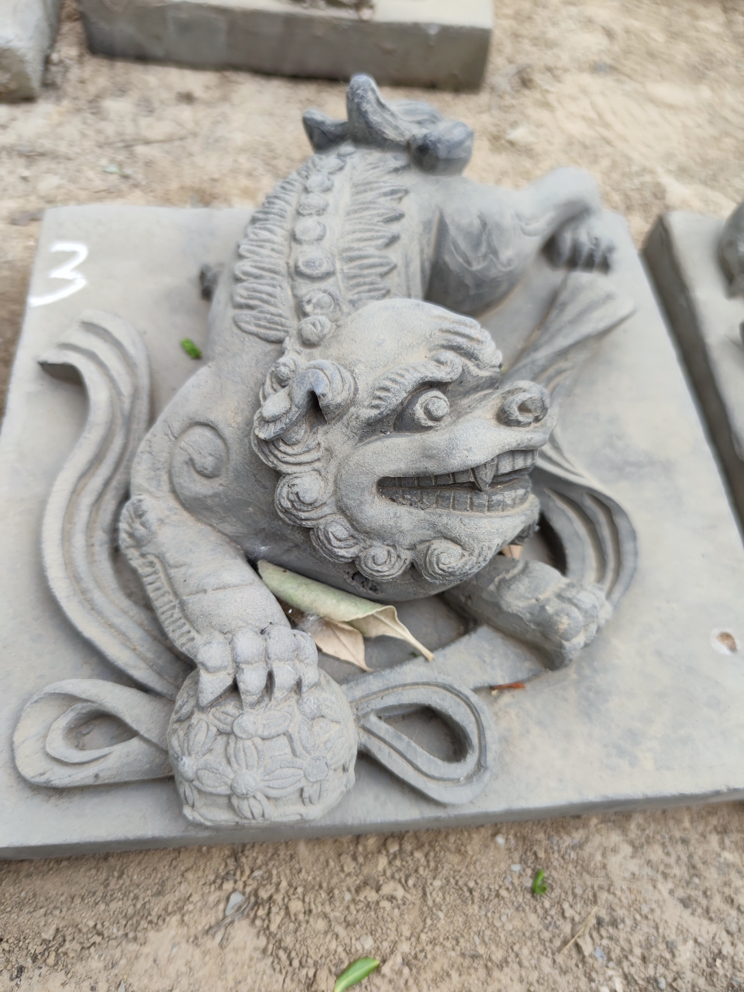 山西砖雕狮子一对静物（包邮）