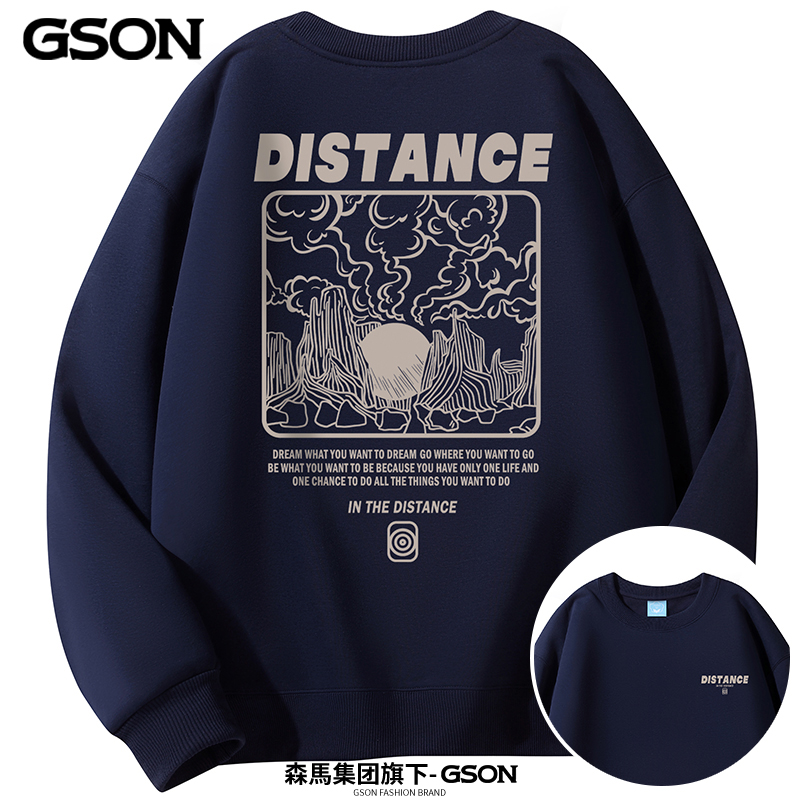 GSON重磅升级双纱棉美式潮牌ins宽松圆领卫衣-3006