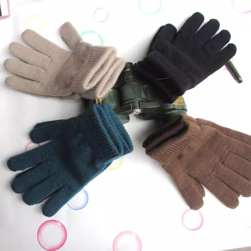 防寒保暖手套秋冬针织纯色拉绒男女通用成人学生骑车行户外手套