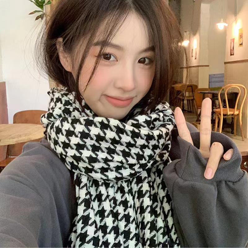 【经典千鸟格围巾】秋冬新款时尚韩版百搭保暖通勤格子款 非虾米