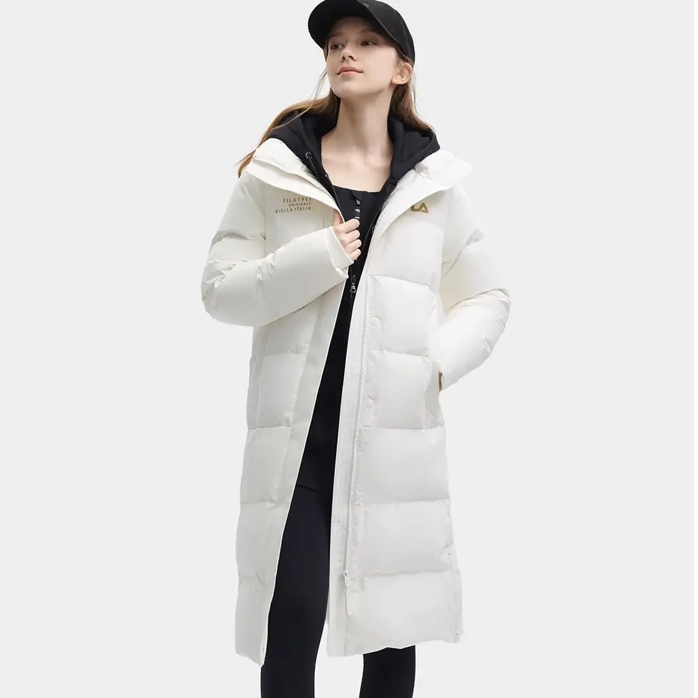 FILA/斐乐女长款过膝保暖羽绒服冬季时尚宽松F51W449910F