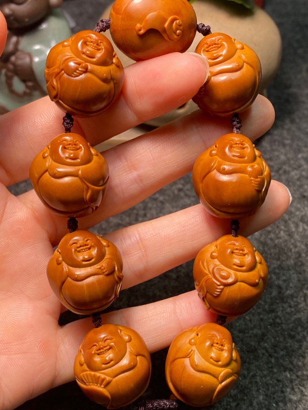 橄榄核手串  开心弥勒
